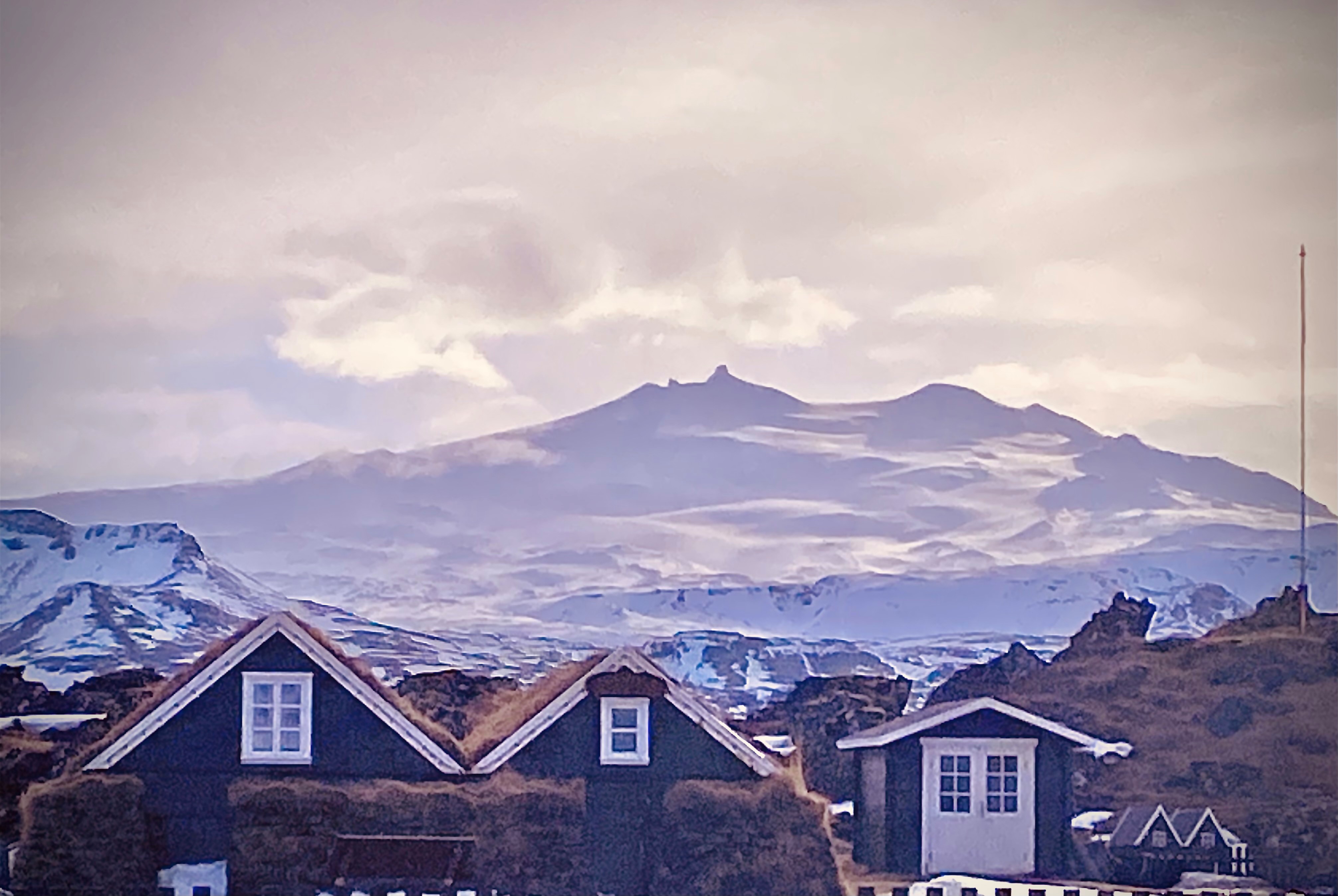 Mountain and glacier view nearby